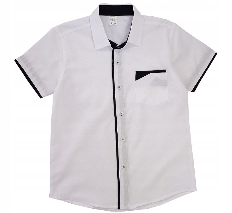 KOSZULA ELEGANCKA BIEL krótki ręk SZKOŁA 12 H203A