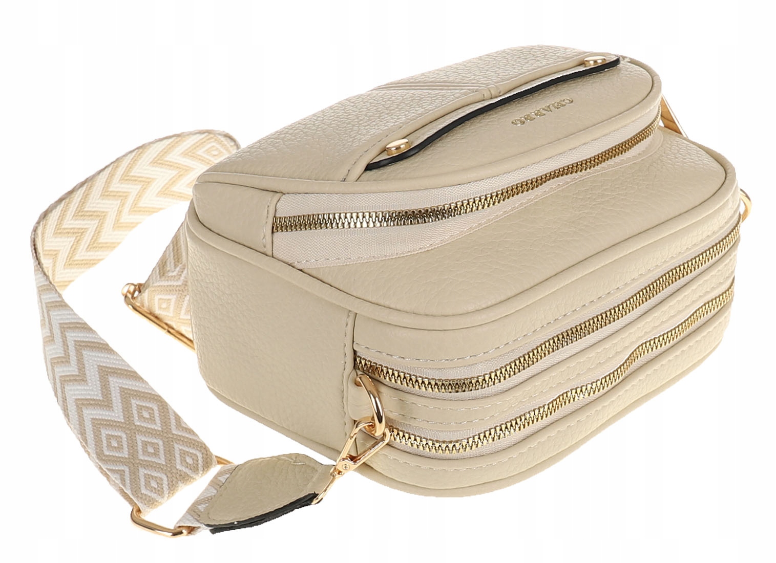 CHARRO Elegancka Torebka Damska beżowa kuferek listonoszka CH966914 Beige Wielkość mała (nie mieszcząca A4)