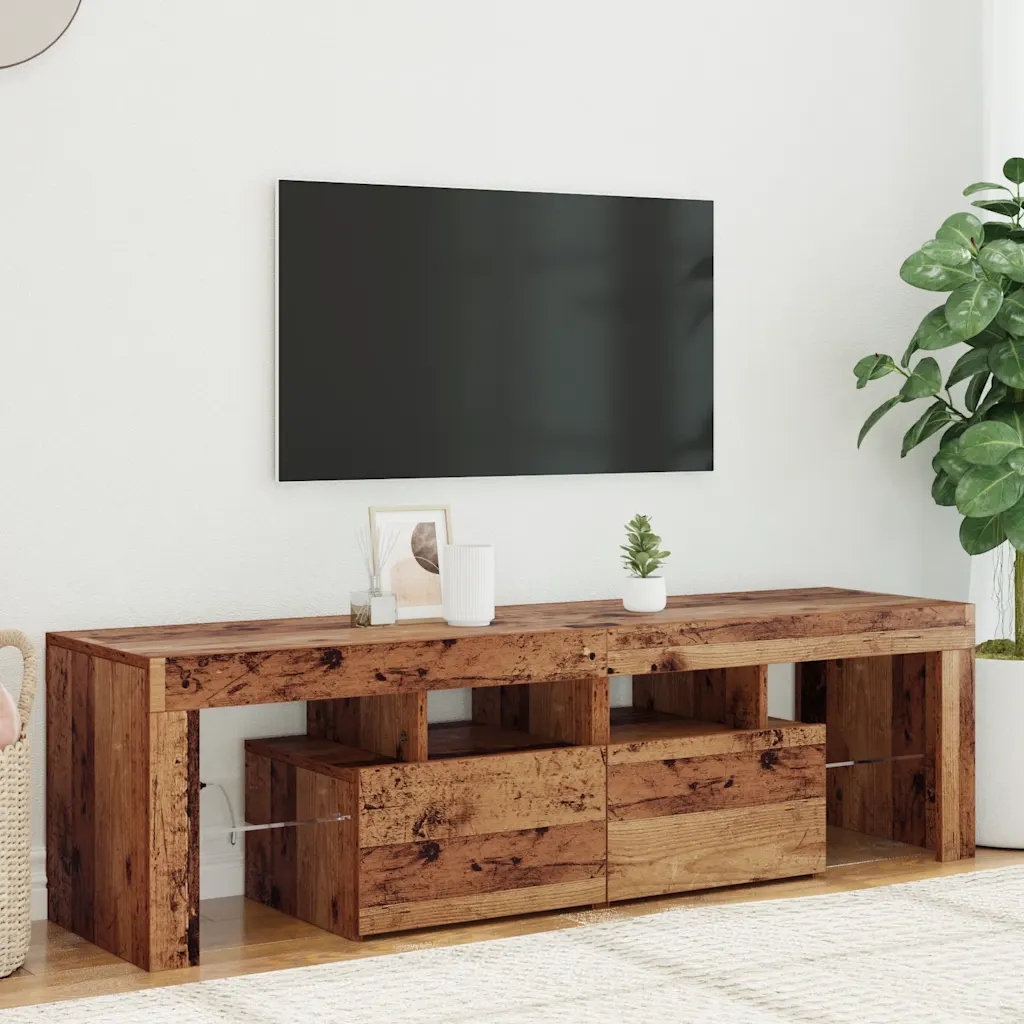 Tv stolek s Led old wood 140 x 36,5 x 40 cm kompozitní dřevo Hnědá 856303