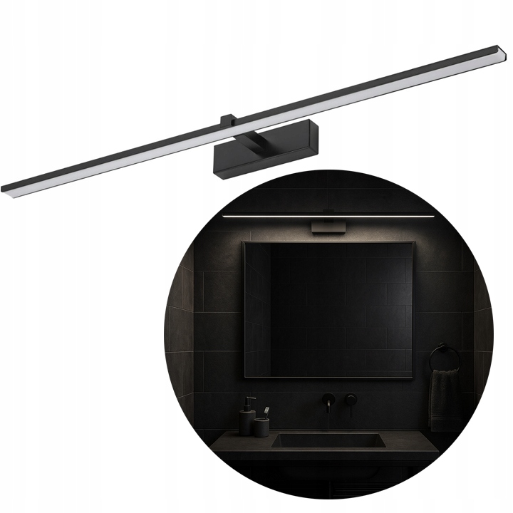Svítidlo Do Koupelny Černé 18W Led Lampa Nad Zrcadlo Obraz Kov 90 cm IP44