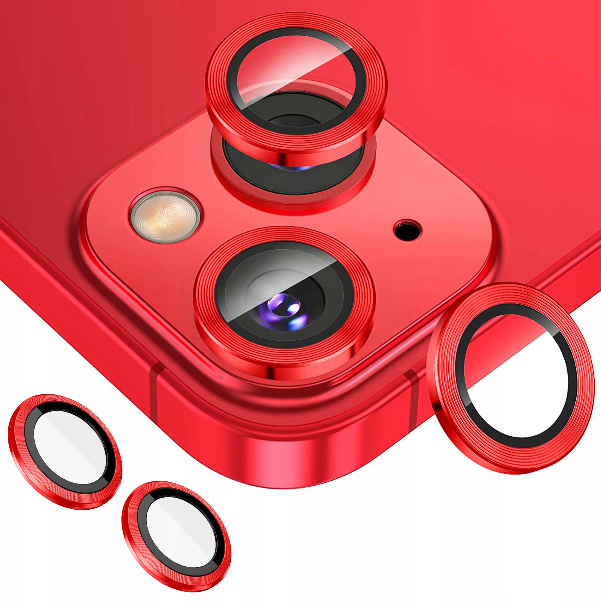 

Ring Szkło na Aparat Ochrona do iPhone 14 Czerwony