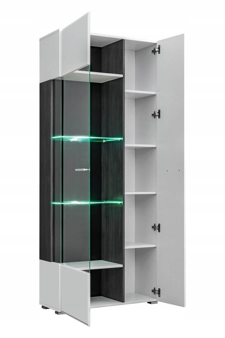 WYSOKA WITRYNA STOJĄCA SOLIDO TWIN / POŁYSK / LED Głębokość mebla 35 cm
