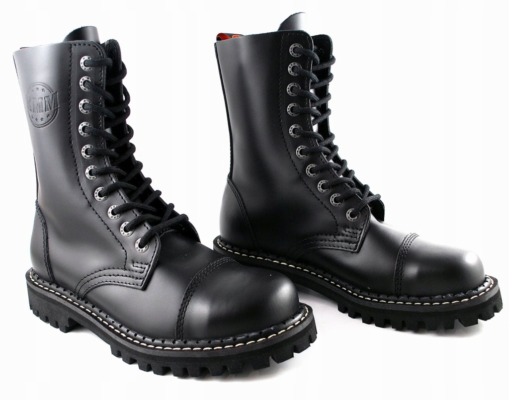 KMM 100 Czarne GLANY 10 dziurowe skóra 10-tki r.37 Marka KMM