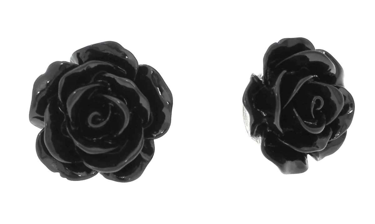 

Kolczyki róże roses różyczki róża kwiaty czarne