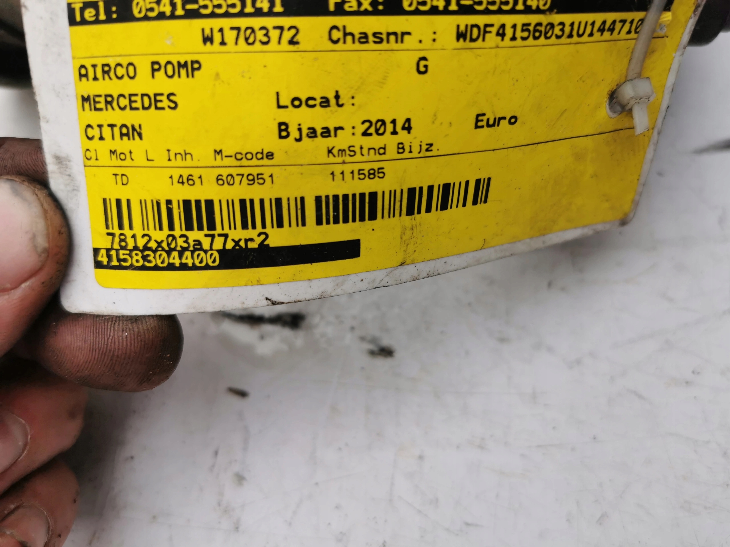 MERCEDES CITAN 1.5CDI 8200953359-B 111585 compressor;
