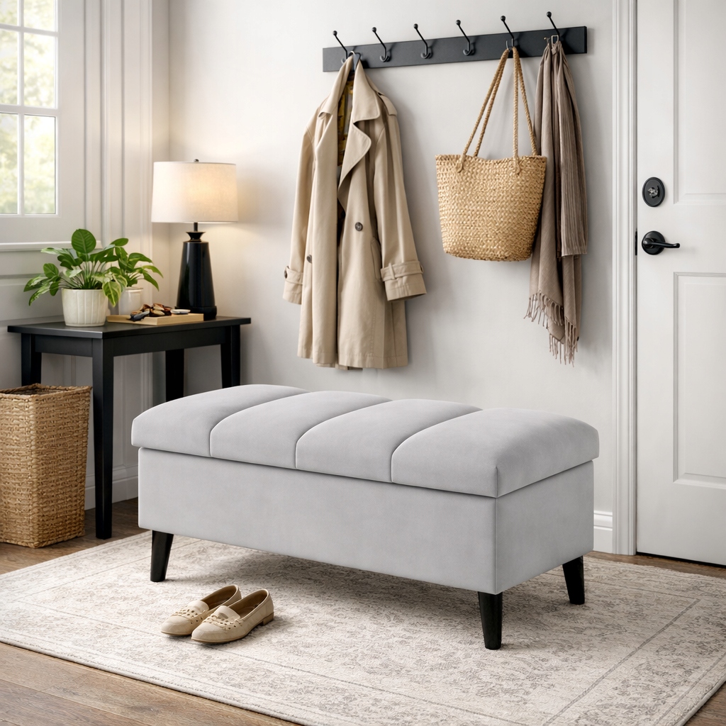 Pufa s úložným priestorom, otvárateľná taburetka, taburetka s úložným priestorom, úložný priestor, 60 cm