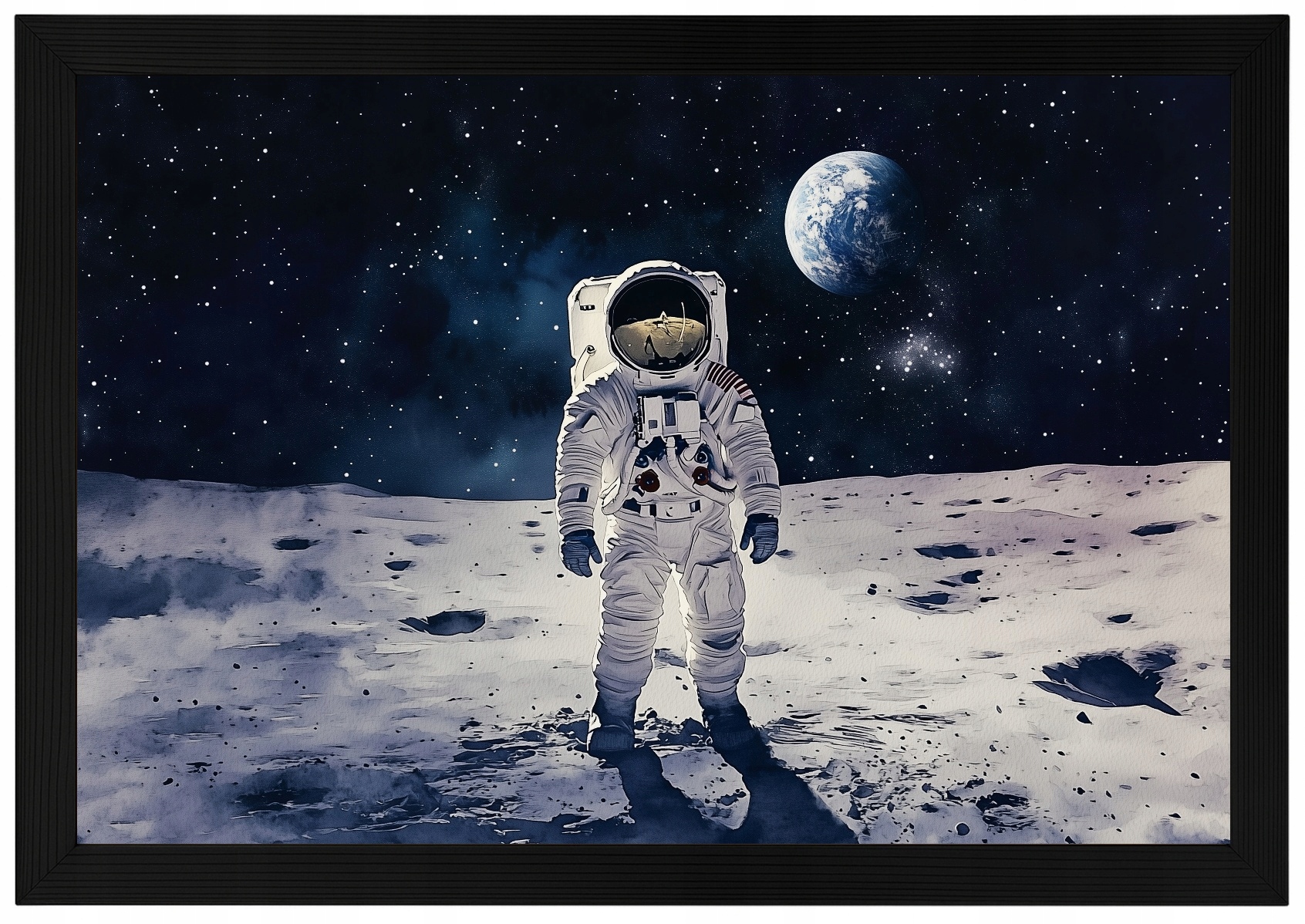 Plakát Rámeček Na Plakát Astronaut Měsíc Země Vesmír Hvězdy 60x40