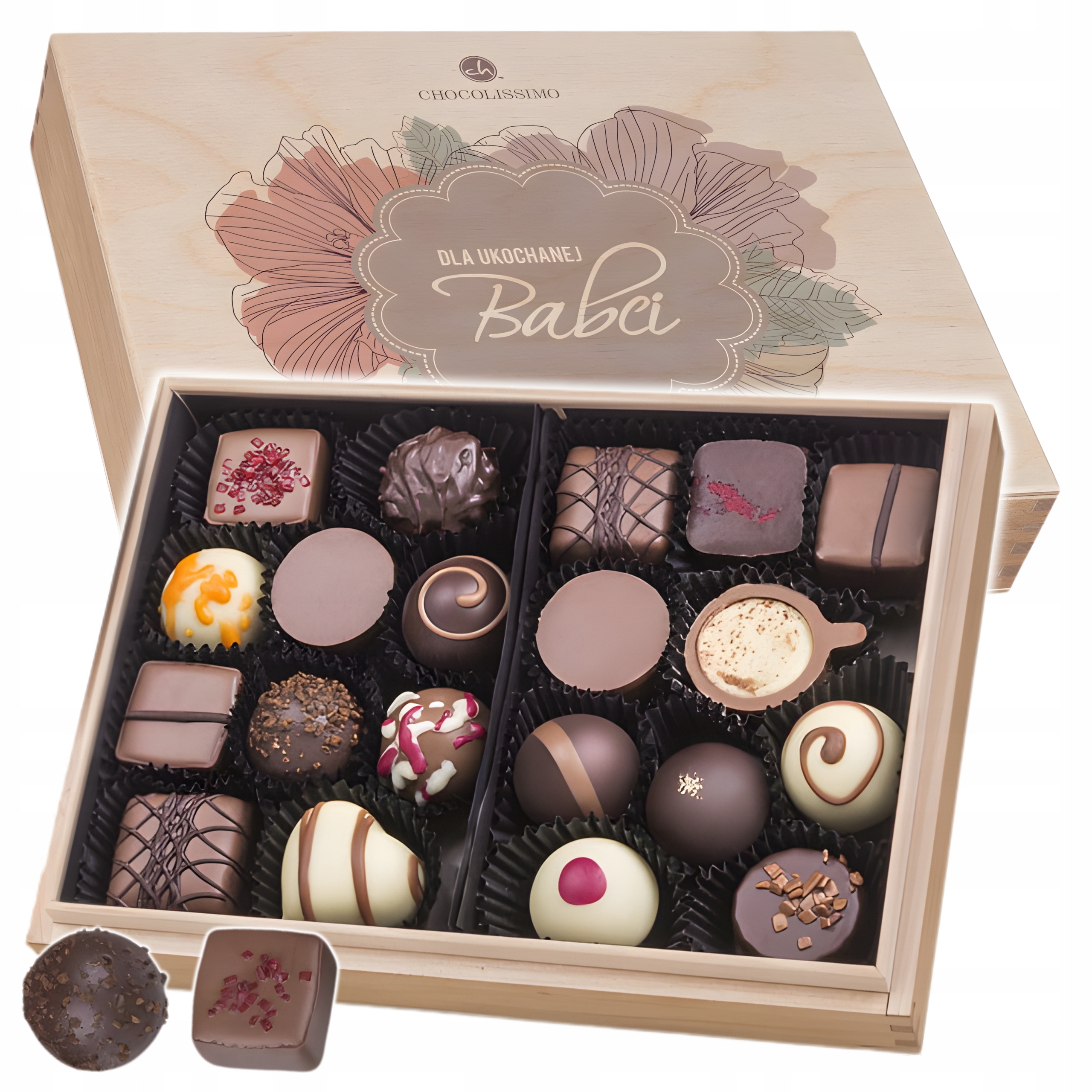 Levně Den Babičky dárek pro babičku čokoláda Belgická Pralinky v krabičce 250 g