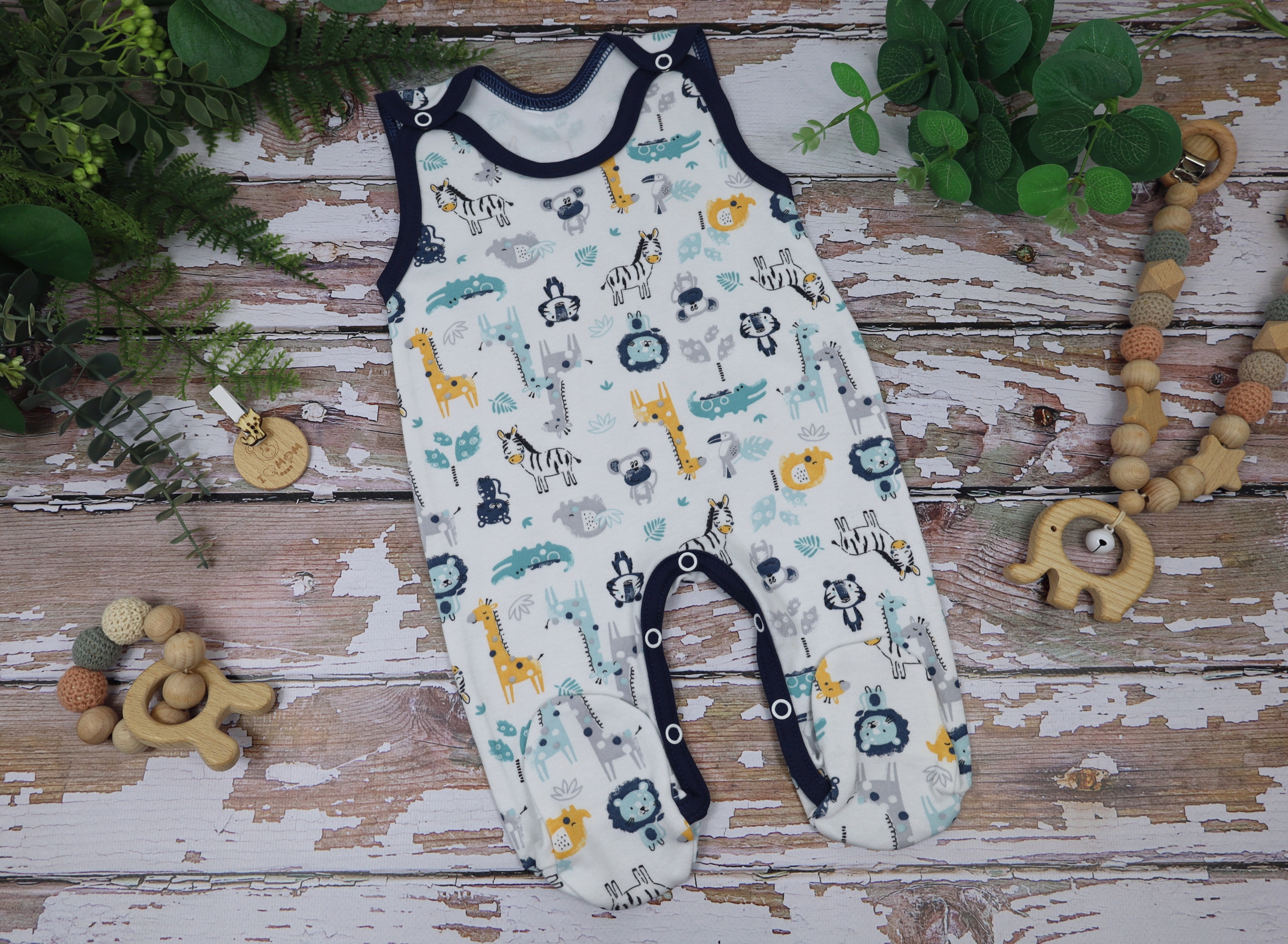 ŚPIOCHY NIEMOWLĘCE ŚPIOSZKI BAWEŁNIANE ROZPINANE r.74 LITTLE JUNGLE /58g/ Marka kaia-baby