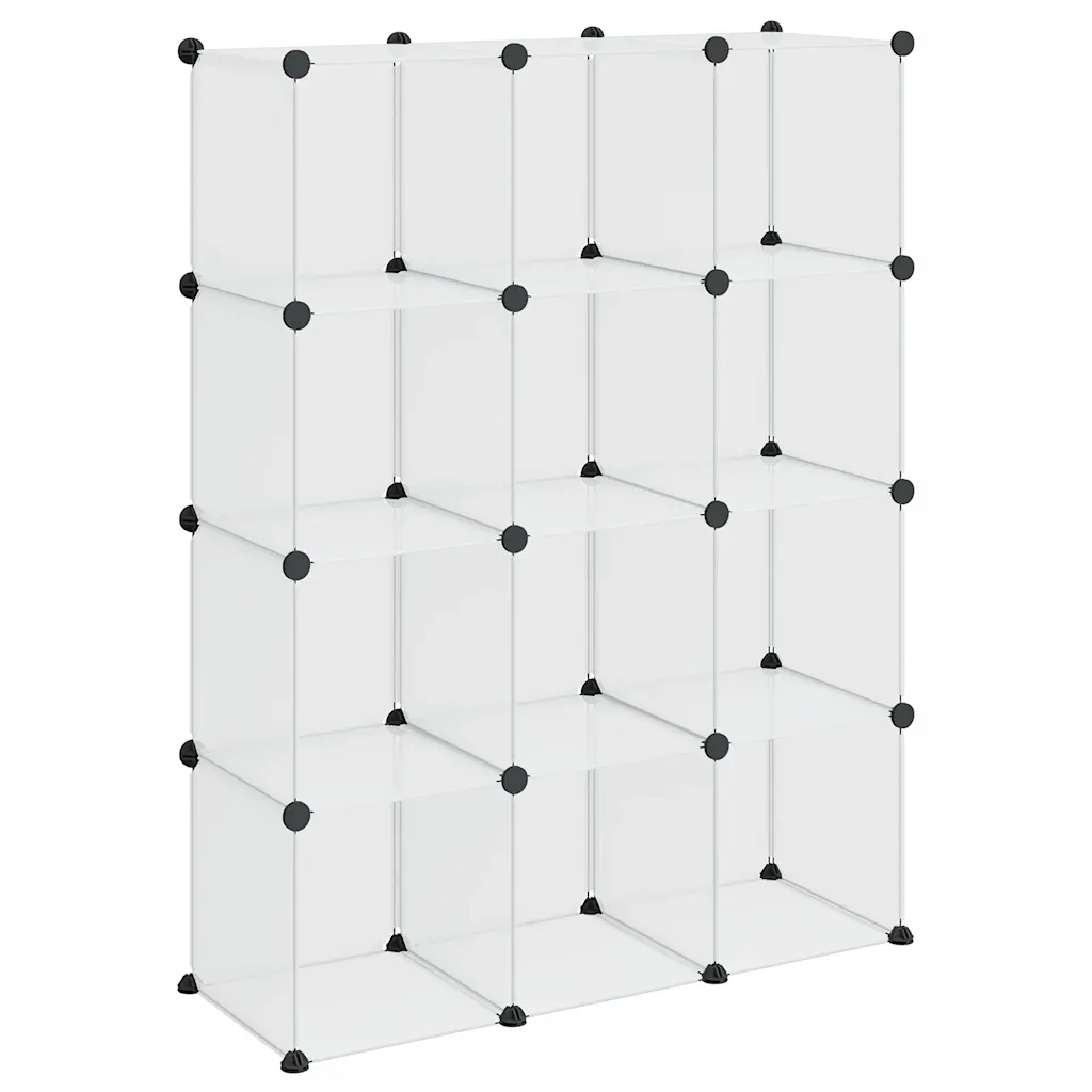 Kostkový regál s 12 moduly, Průhledný, 94,5 x 31,5 x 124 cm