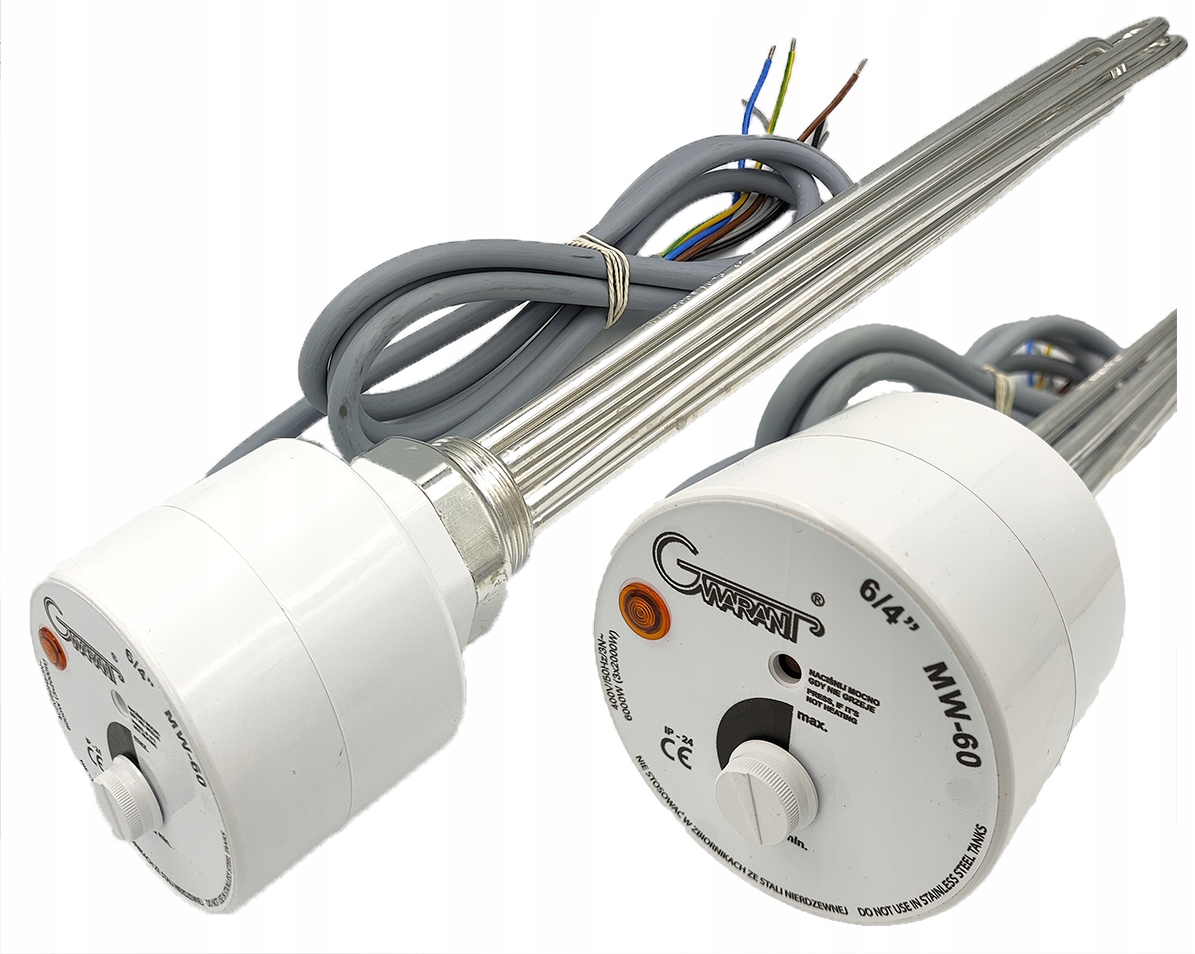 GRZAŁKA Z TERMOSTATEM DO BOJLERA ELEMENT GRZEJNY Z MIEDZI 6 kW 6000W 6/4''