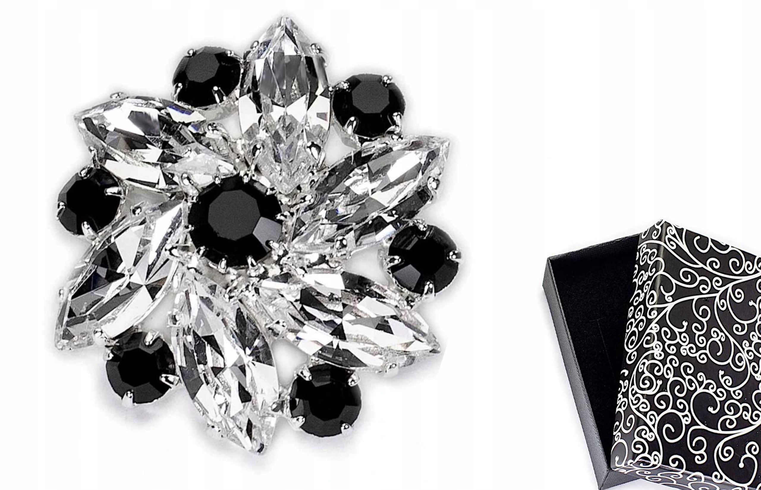 

Broszka Srebrna Czarna Okrągła Jablonex Elegancka