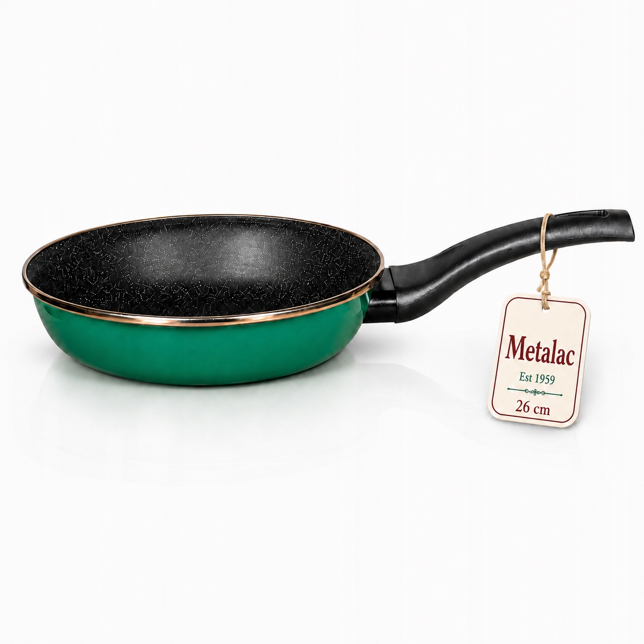Patelnia nieprzywierająca Metalac Granit Induction 26 cm emaliowana zielona