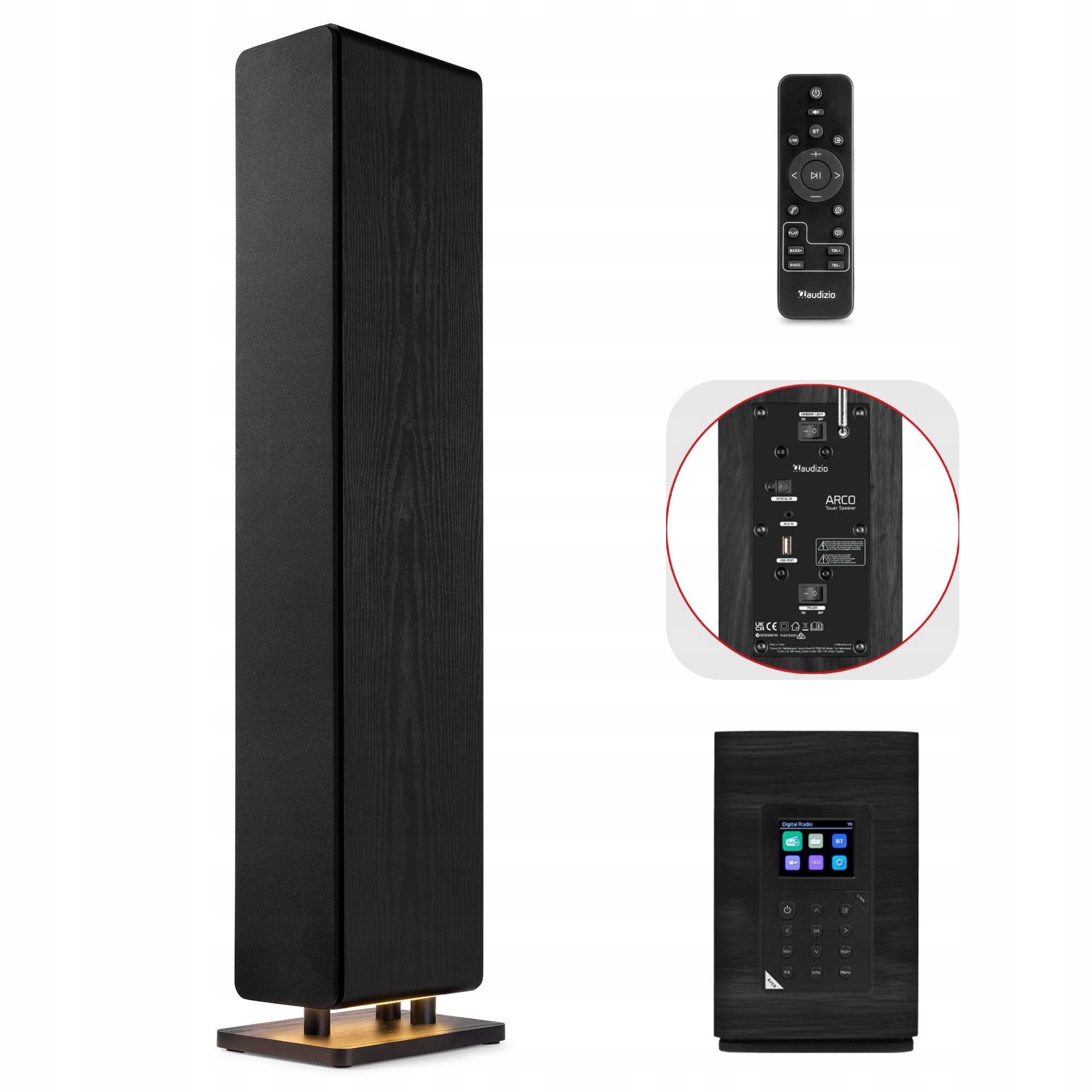 Kolumna podłogowa Bluetooth HiFi czarna160W Dab radio Fm Audizio Arco