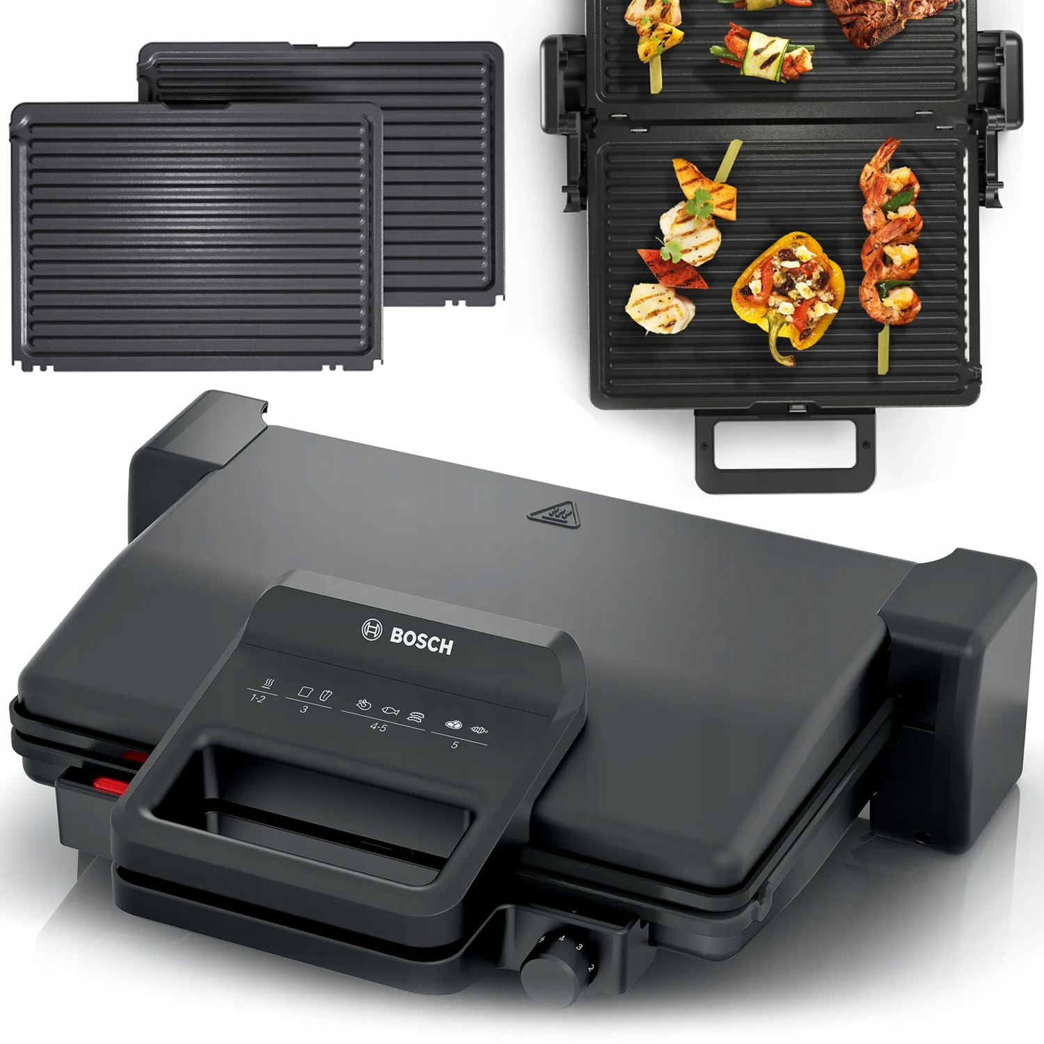 Elektrický rozkladací gril Bosch TCG3323 kontaktný 2000 W Odnímateľné dosky