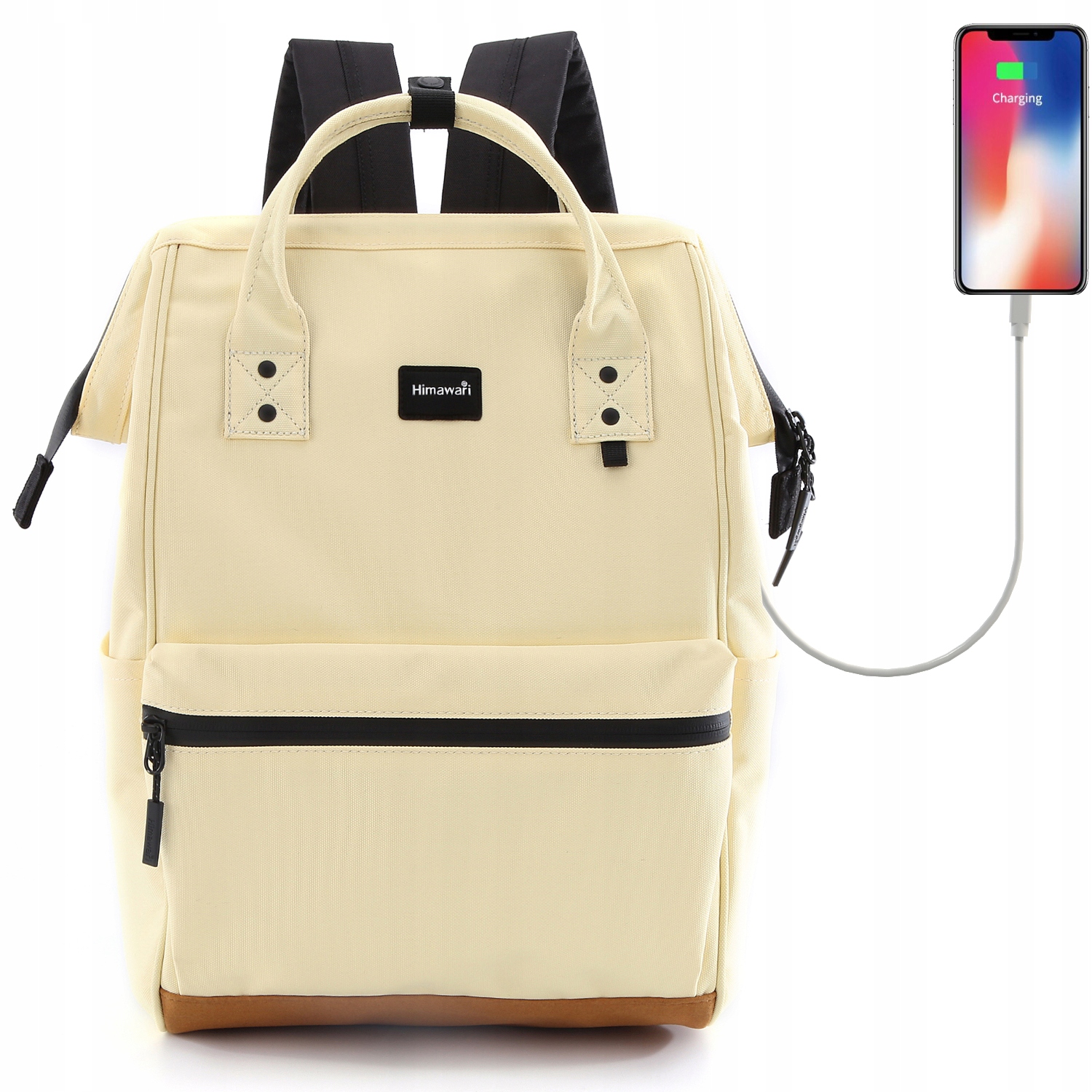 Plecak damski Himawari 124 na laptopa 15" z Usb wodoodporny #10 blady żółty