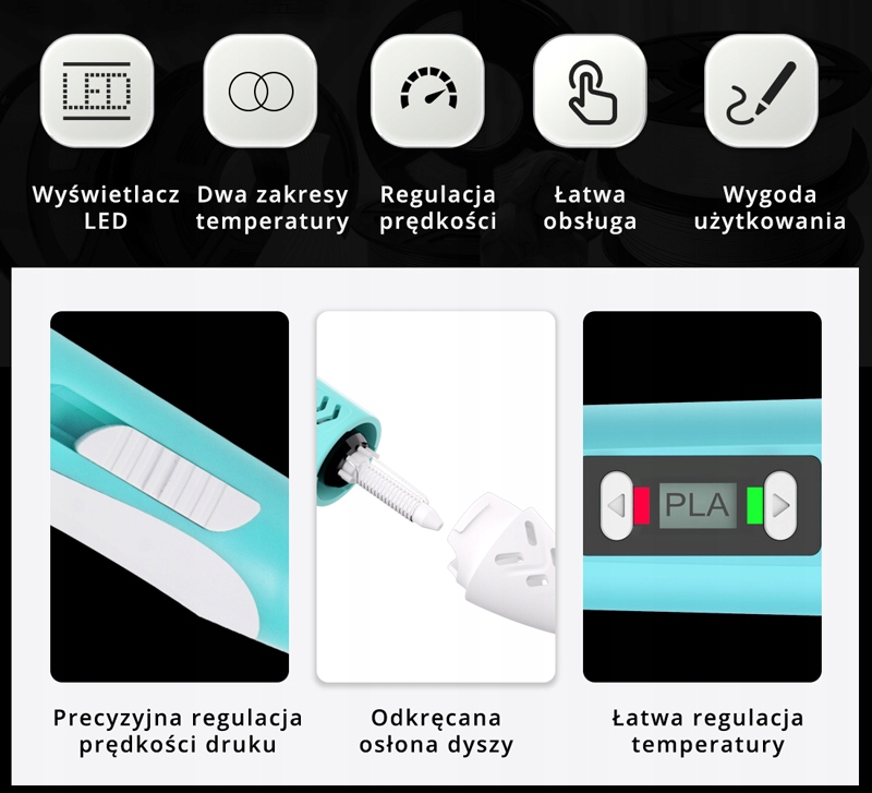 Magiczny długopis 3D Pen SUNLU SL-200 Blue/Niebies Rodzaj długopis 3D