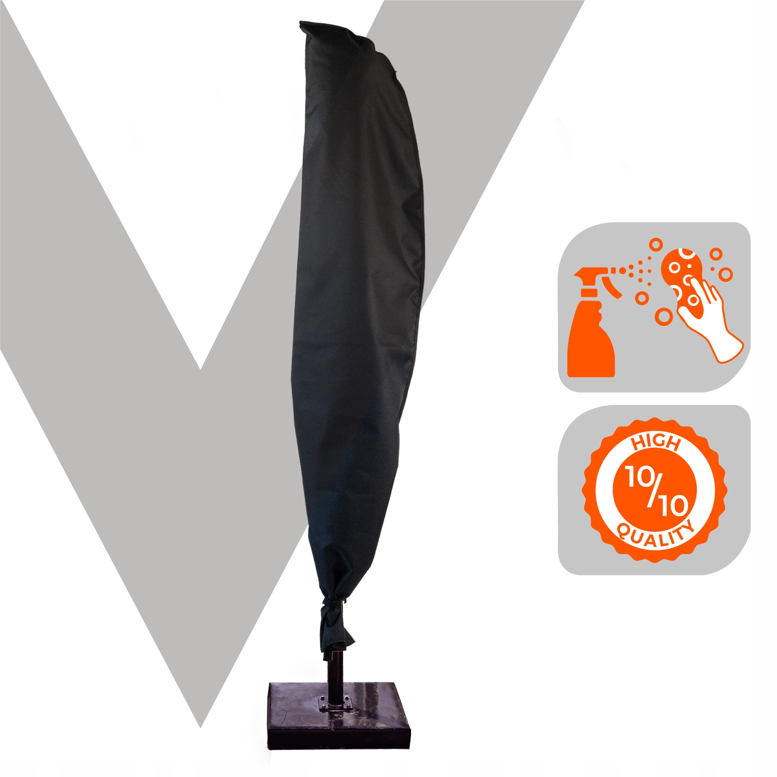 Pokrowiec na parasol suszarkę ogrodową czarny rzep 180 cm x 44 cm Kod producenta VOP1126