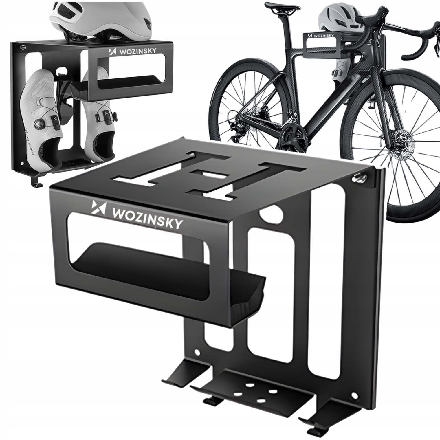 Ścienny Uchwyt Na Rower Wieszak Stalowy Hak Z Półką Na Kask Buty 25 Kg