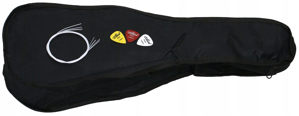 QBT UKULELE KONCERTOWE + 10x AKCESORIA KOLOR CZARNY Kolor odcienie brązu i beżu