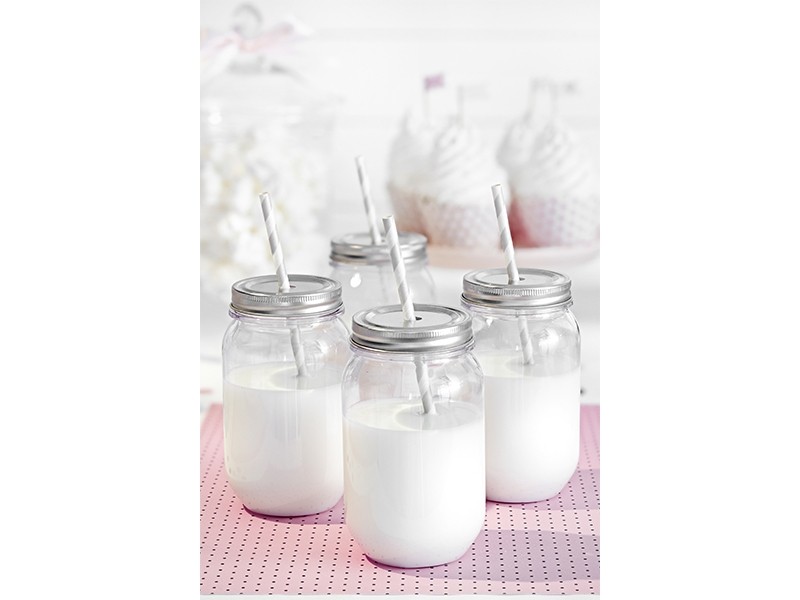 SŁOMKI PAPIEROWE 19,5cm Srebrne na Imprezę 10szt Długość 19.5 cm