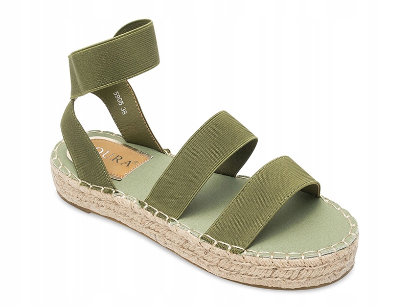 

Beżowe Sandałki Na Gumki Espadryle Damskie 38