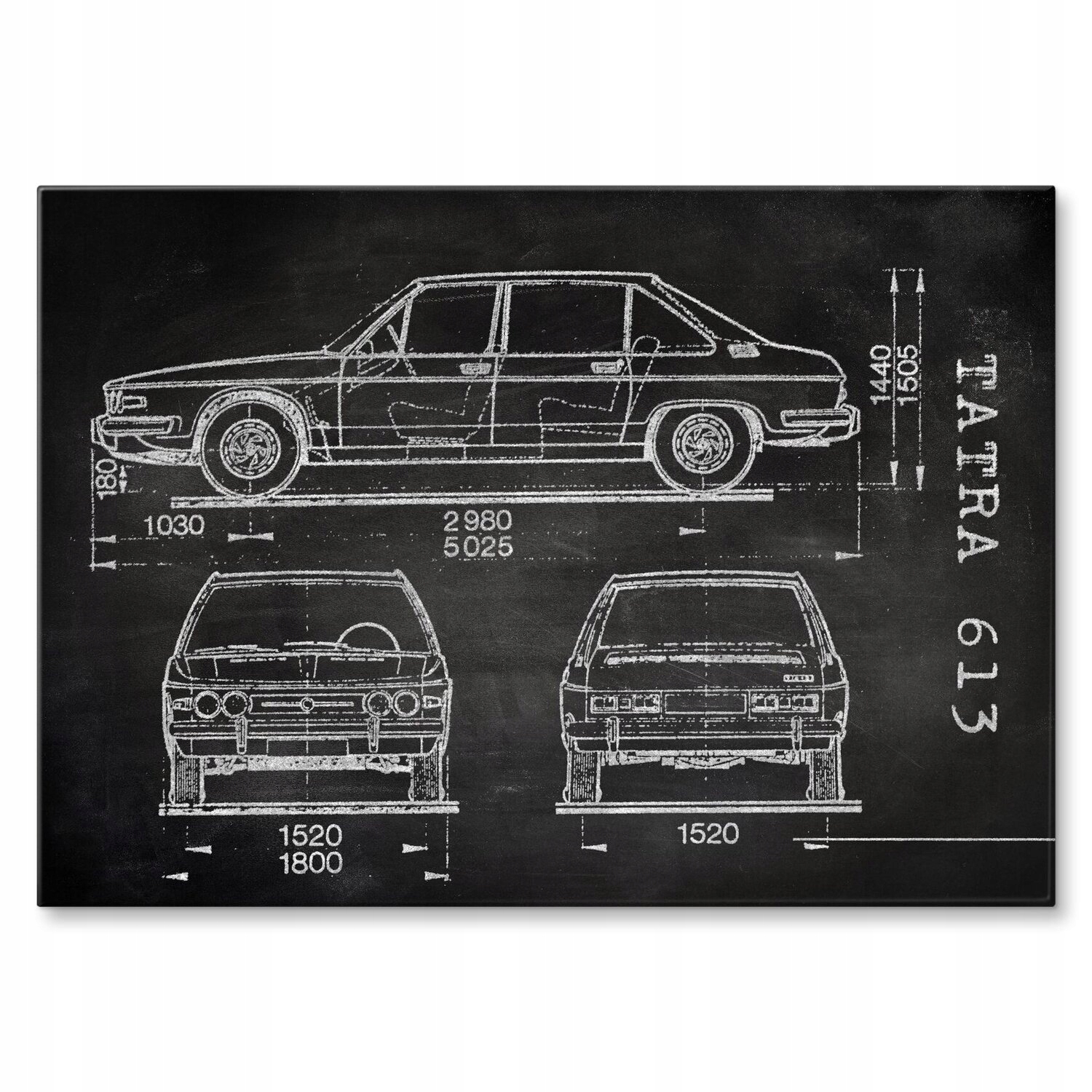 Kovový plakát Tatra 613 Auto Automobilový patent Slate 42 x 59,4