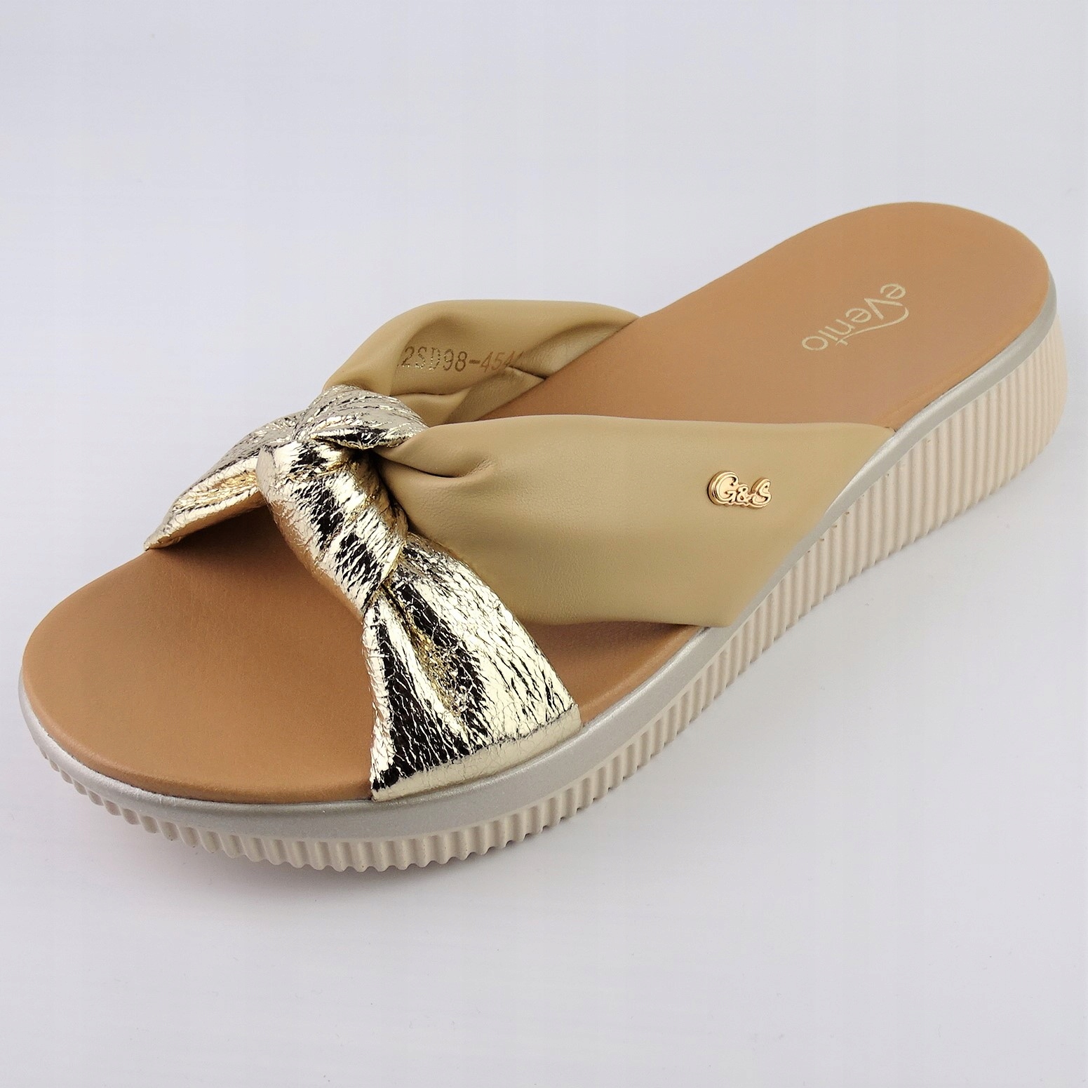 KLAPKI DAMSKIE LEKKIE BEŻOWE NISKA KOTURNA NA SZERSZĄ STOPĘ roz 41 Marka Evento