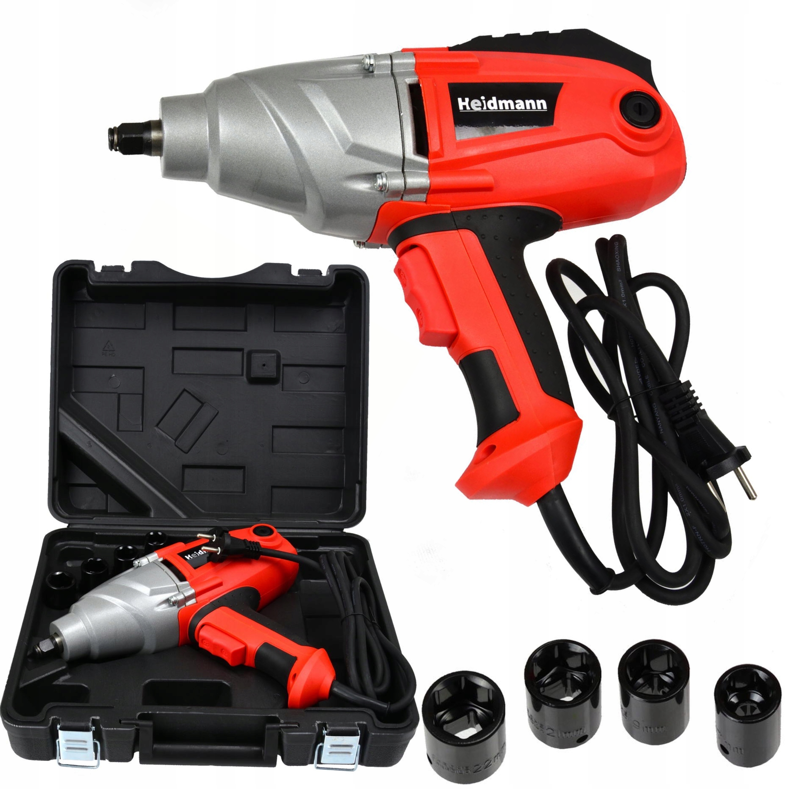 KLUCZ UDAROWY ELEKTRYCZNY z REGULACJĄ MIERNIKIEM 800Nm LCD 1/2" + NASADKI