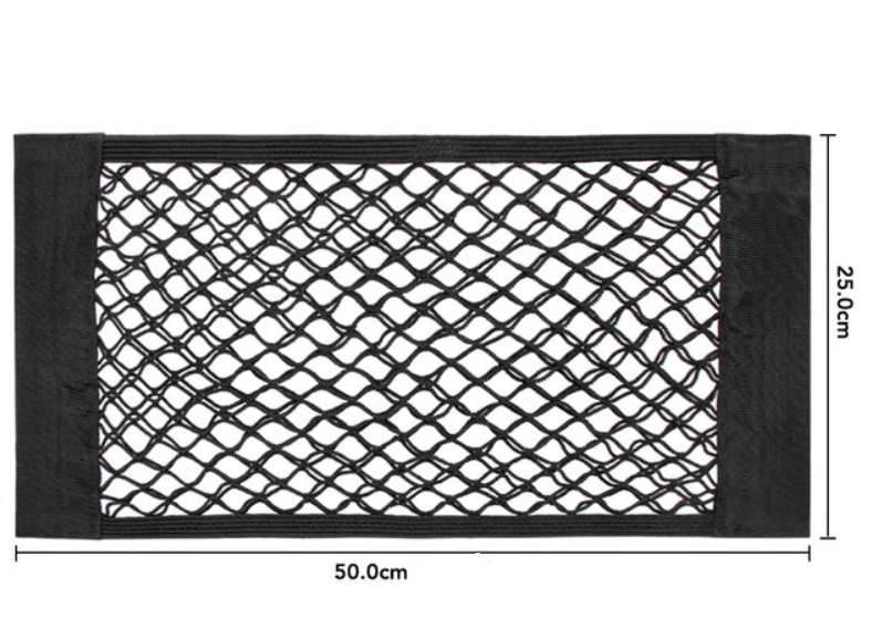 Siatka bagażnikowa samochodowa do auta organizer rzep 50x25 Elastyczna Rodzaj siatki