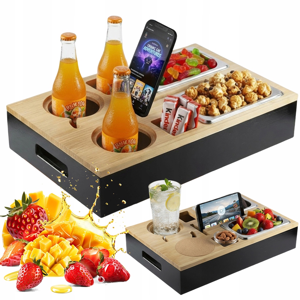 Organizér Se 2 Ocelovými Miskami A Držákem Na Telefon Pro Bar A Hotel