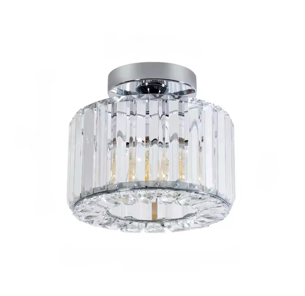 Kryształowy Żyrandol Lampa Sufitowa Chrom E27 Nowoczesna Do Salonu