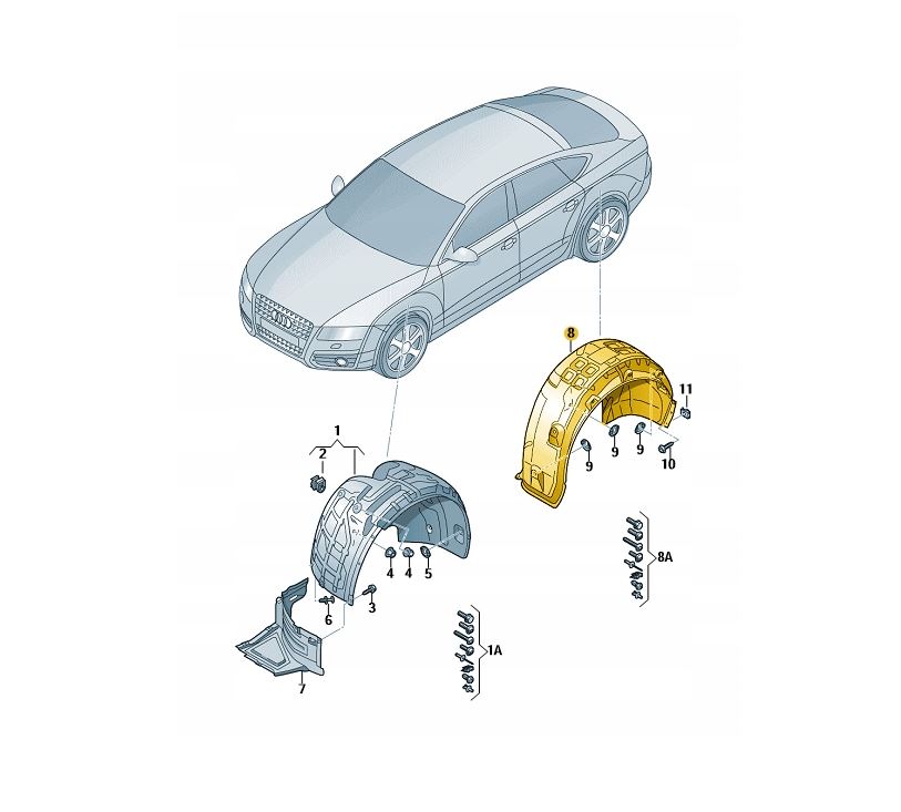 NADKOLE BŁOTNIKA TYŁ AUDI A7 C7 LEWE LIFT