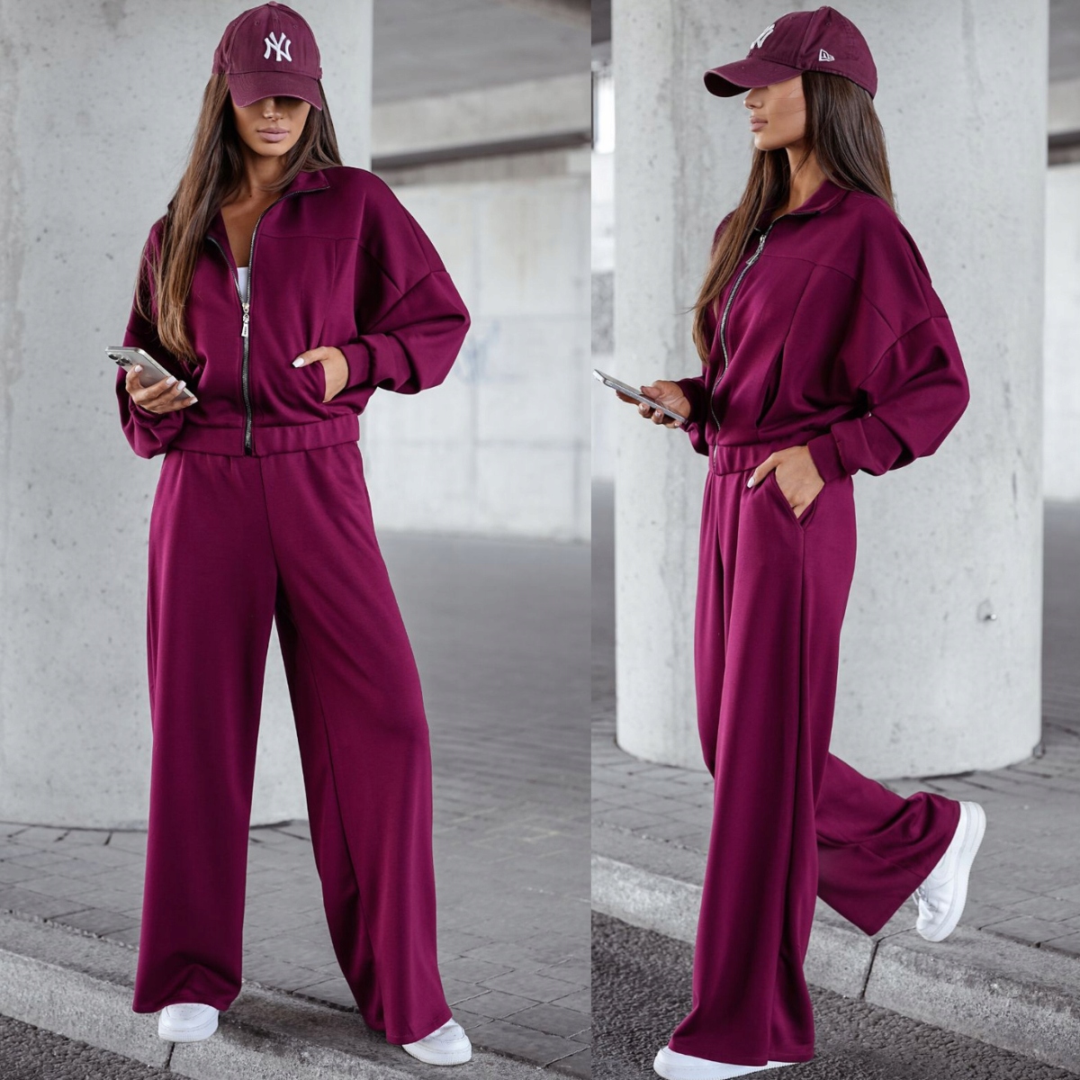 Dámský teplákovka z viskózy mikina široké kalhoty, stylový komplet 821109 L/XL