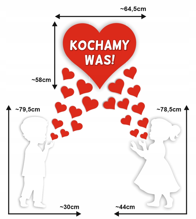Dekoracja Dzień Mamy i Taty - DZIECI+SERCA - XXL Kolor Wielokolorowy