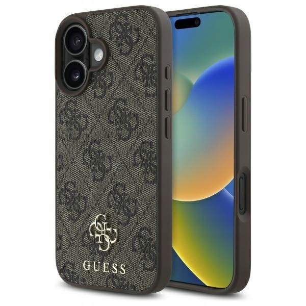 Pouzdro pro iPhone 16 Guess Hardcase 4G MagSafe Hnědé