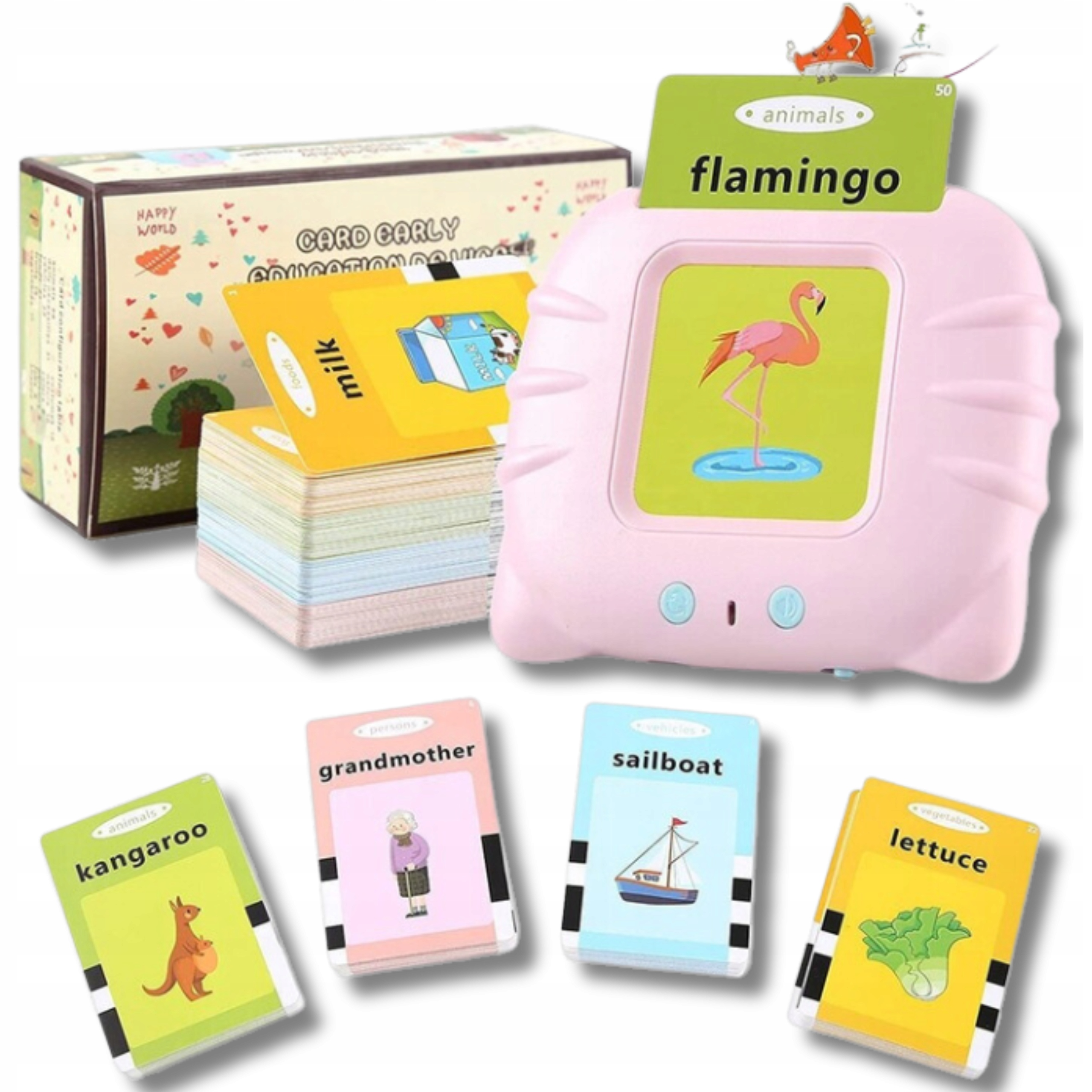 CZYTNIK KART DO NAUKI SŁÓWEK ANGIELSKIEGO 112 KART RÓŻOWY