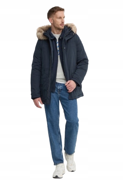 Geox Tmavě Modrá Péřová Bunda S Kapucí A Kožešinou 58 Jpd