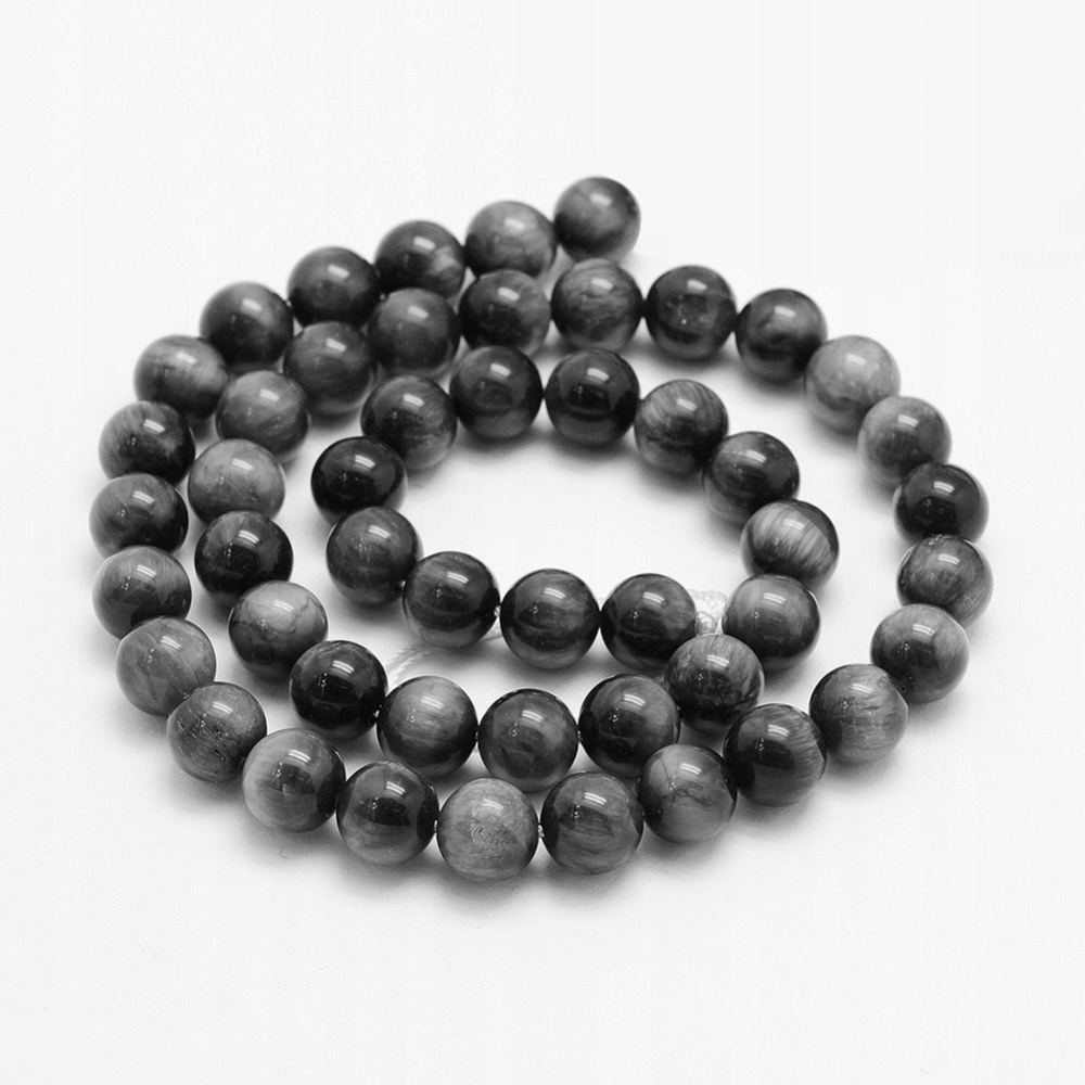 Korálky Přírodní Sokole Oko, Třída A, Kulaté, 8~8.5mm, 46 Ks/37cm/nit