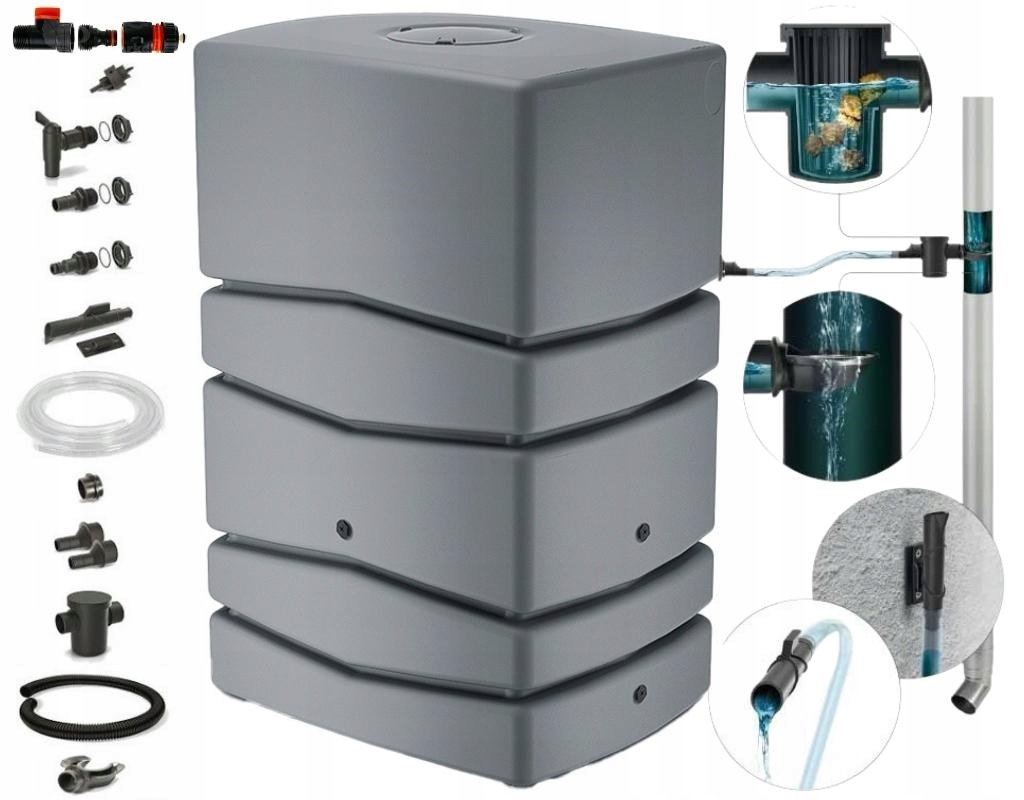 BECZKA 450L ZBIORNIK NA WODĘ DESZCZOWĄ DO WODY OPADOWEJ Z RYNIEN +PRZYŁĄCZA