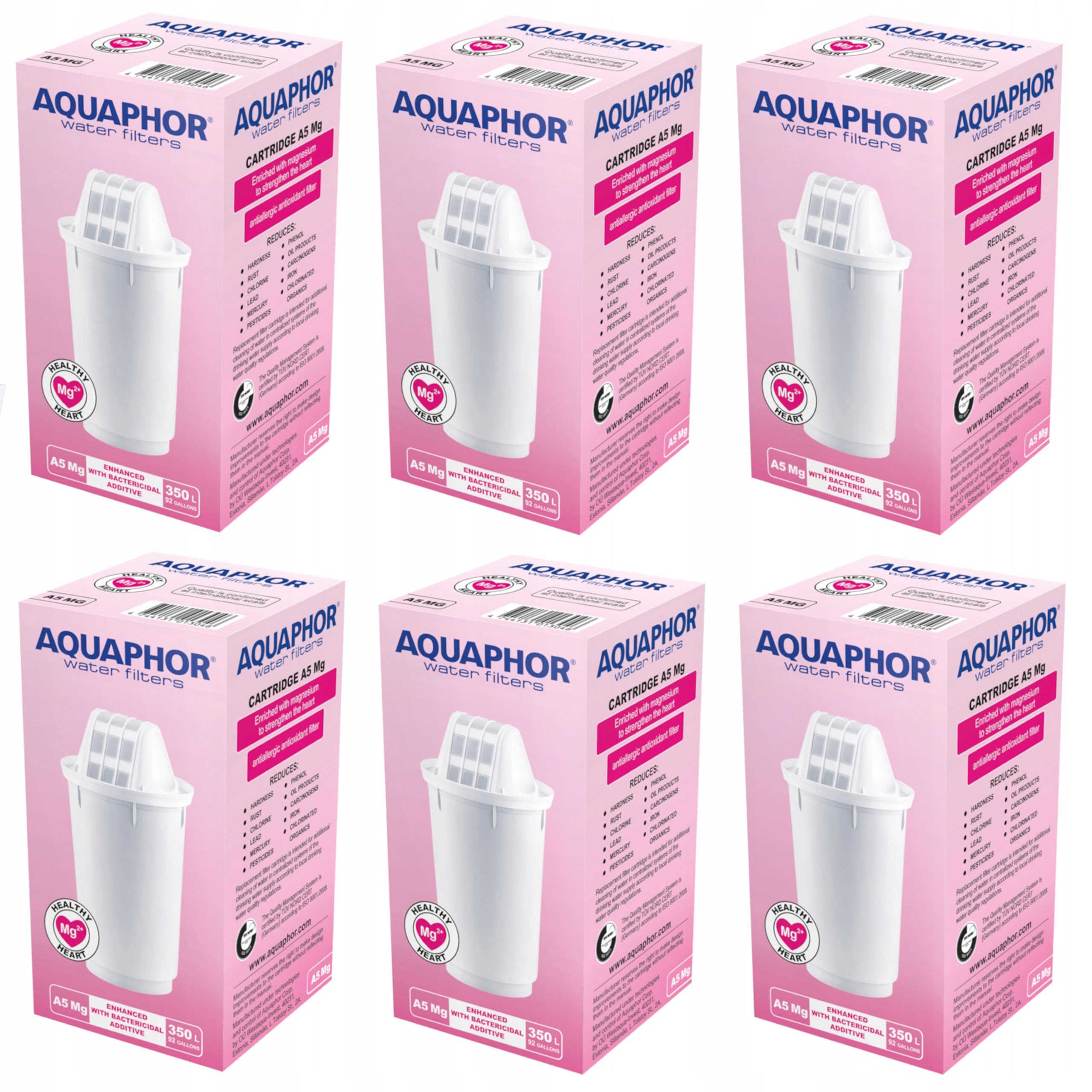 Filtrační vložka Aquaphor A5 Mg do konvice obohacující vodu o hořčík, 6 ks