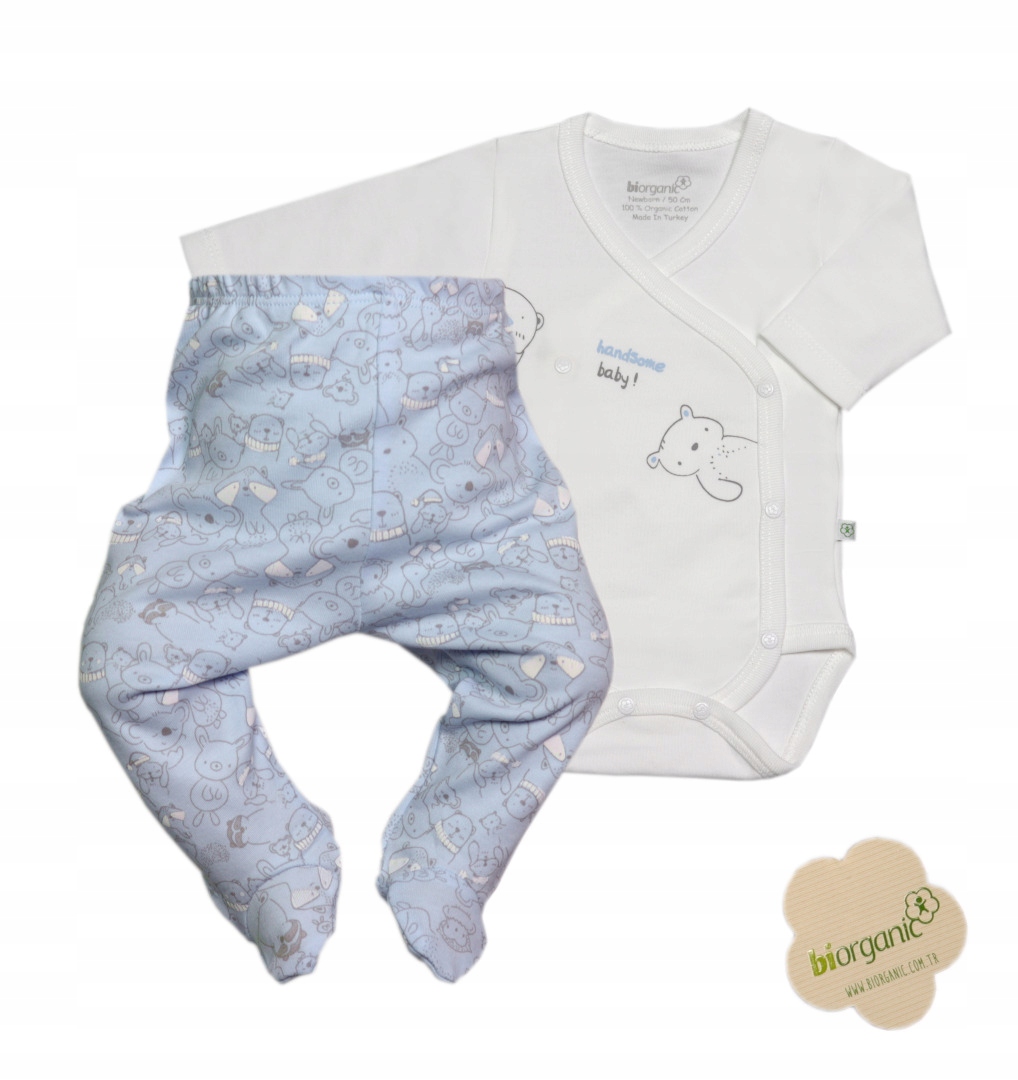 

Komplet półśpiochy + body r.56 bawełna organiczna