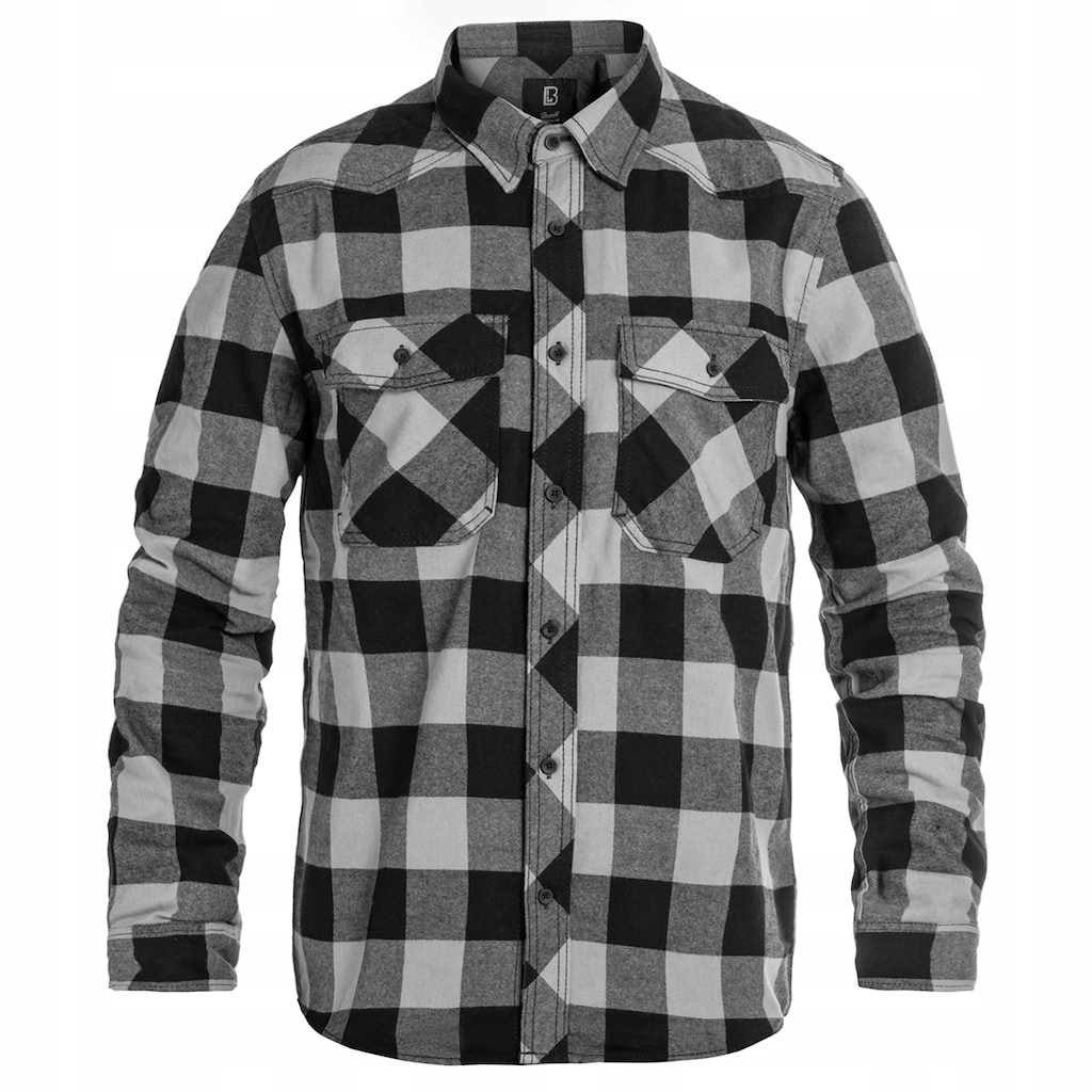Pánská kostkovaná košile s dlouhým rukávem Brandit Check Shirt Charcoal 4XL