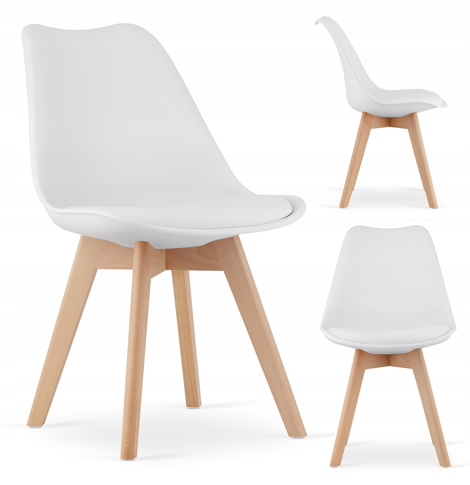 Krzesło Skandynawskie Tapicerowane do Salonu Jadalni Białe Atte MufArt