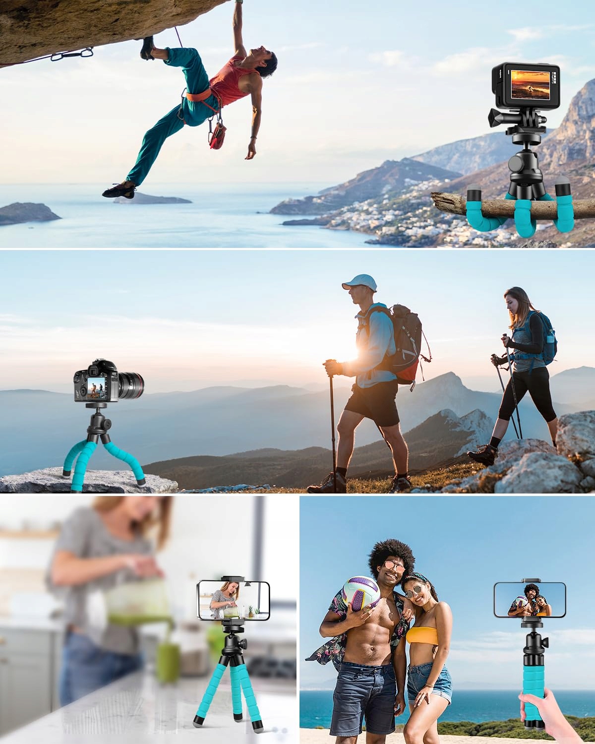 UBEESIZE Statyw Mini Do Smartfona I Kamery Z Pilotem Bluetooth Niebieski — miniatura 4