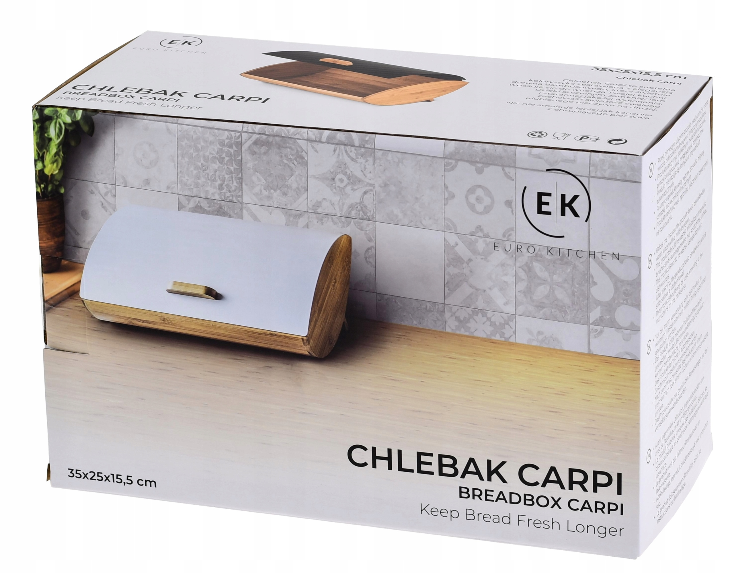 CHLEBAK JEDNOCZĘŚCIOWY POJEMNIK NA PIECZYWO STALOWY BAMBUS CAPRI BIAŁY Kolor biały