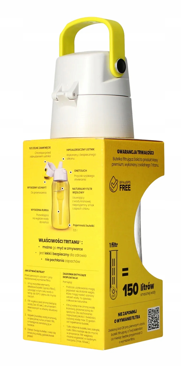 Butelka filtrująca Dafi SOLID żółta 0,5l Kod producenta D.BUT.FIL.SOLID.0.5.CYT.P