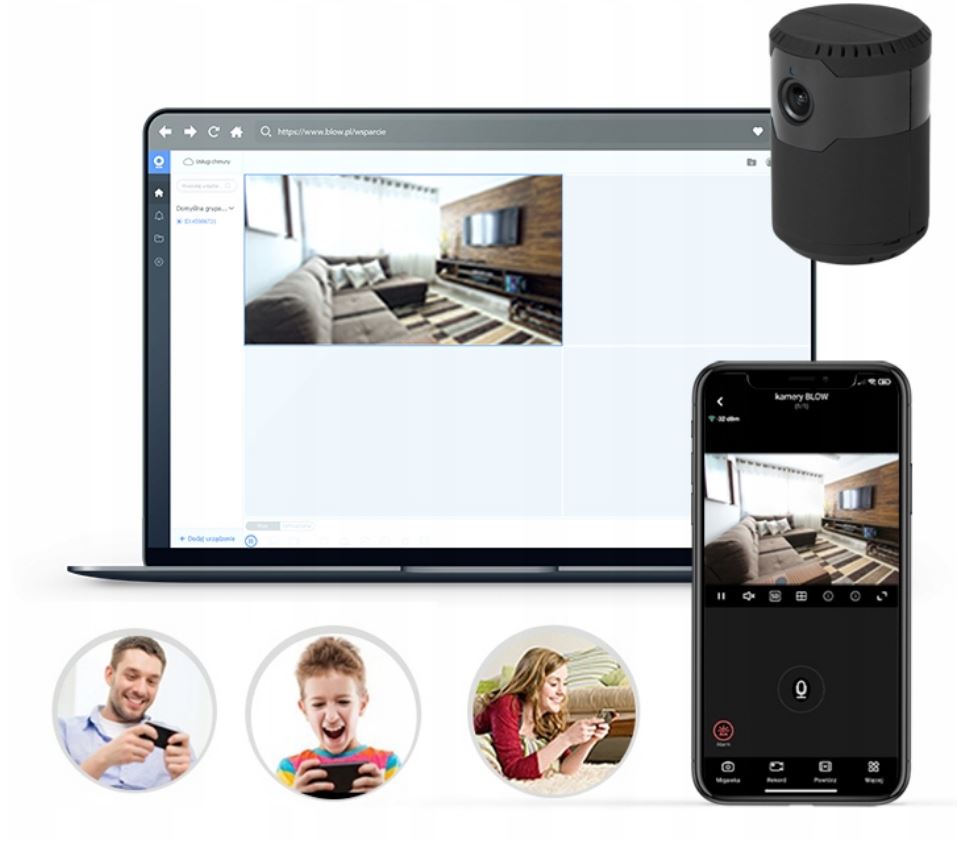 CYFROWA MINI KAMERA IP WiFi MONITORING WEWNĘTRZNA Kolor biały