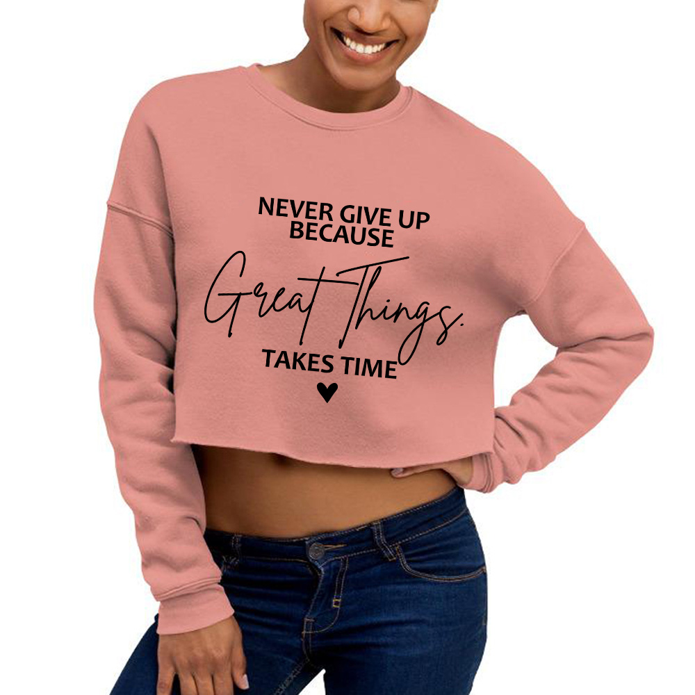 Mikina Cropped Krátká Pohodlná Růžová Great Things Modna Velikost M Vzory