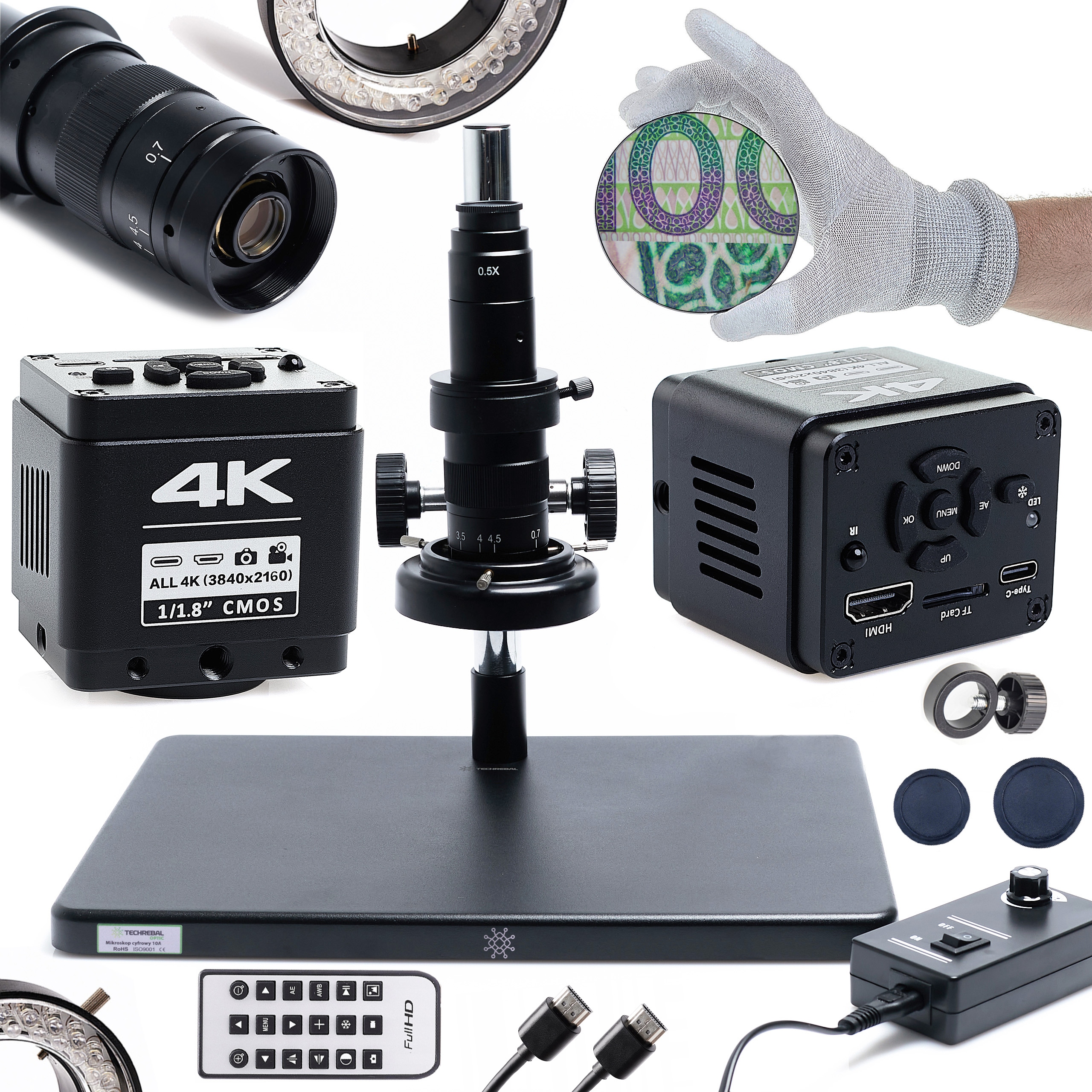 Mikroskop pro digitální elektroniku Techrebal 10A 4K kamera 56x Led
